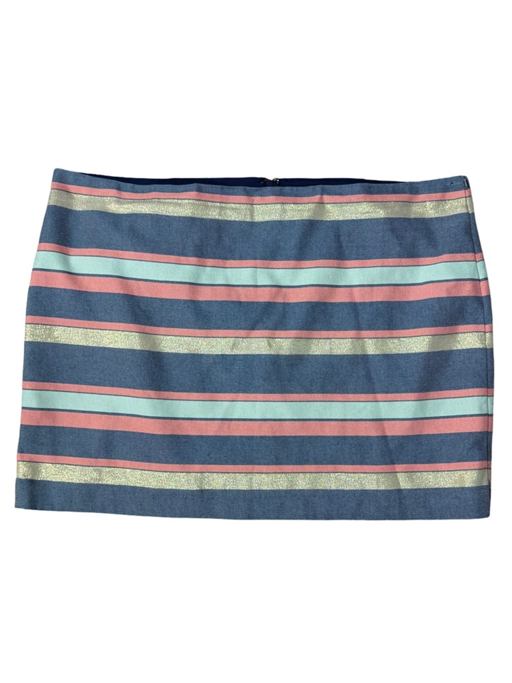 GAP Navy Mini Skirt Pink Mint Gold Stripes